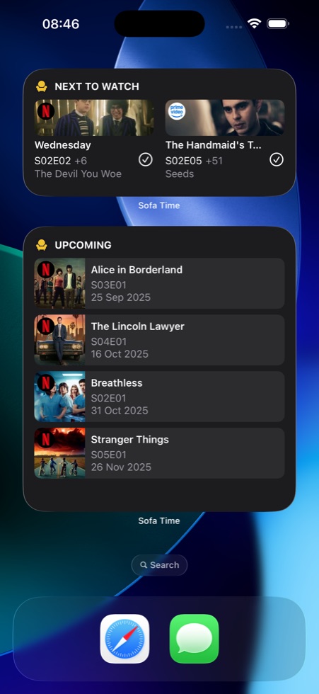 Calendar screen in Sofa Time